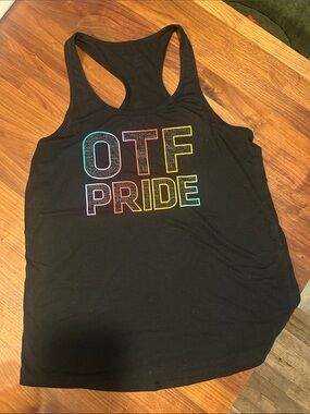 OTF Pride Black Racerback Tank with Rainbow Lettering
